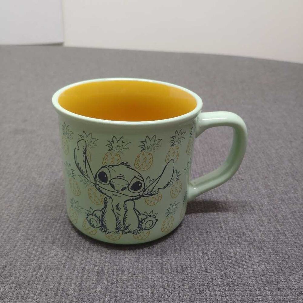 Zak Designs Disney Stitch Aloha Pineapple Mint Green Coffee Mug Cup 12oz